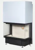 Топка каминная Дельта 800LB два стекла левая черный шамот патрубок ф200, ЭкоКамин  топка каминная дельта 800lb два стекла левая черный шамот патрубок ф200, экокамин