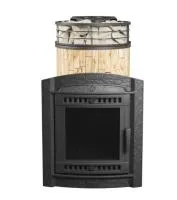 Печь для бани ПроМеталл Атмосфера L в ламелях Окаменевшее дерево + сетка печь для бани прометалл атмосфера l в ламелях окаменевшее дерево + сетка