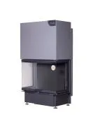 Топка Дельта 800 три  стекла принтинг подовое горение черный шамот, патрубок ф250, ЭкоКамин  топка дельта 800 три  стекла принтинг подовое горение черный шамот, патрубок ф250, экокамин