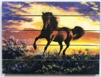 Картина "Мерин в поле" 30*40 см на дереве Ж005, ПЭМ картина "мерин в поле" 30*40 см на дереве ж005, пэм
