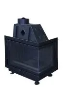 Топка каминная Альфа 700 R два стекла правая с черным шамотом, патрубок ф200, ЭкоКамин  топка каминная альфа 700 r два стекла правая с черным шамотом, патрубок ф200, экокамин