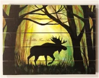 картина "лось в лесу" 30*40 см на дереве ж008, пэм