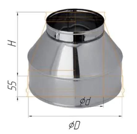 Конус Феррум нержавеющий (430/0,5 мм), ф120/200, по воде конус феррум нержавеющий (430/0,5 мм), ф120/200, по воде