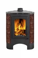 Печь-камин Бавария Изразец Барокко коричневый Угловая Радиус с металлической крышкой ЭкоКамин печь-камин бавария изразец барокко коричневый угловая радиус с металлической крышкой экокамин