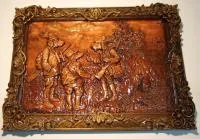 Картина резная "Собаки на охоте" натуральное дерево 480*360 мм, Банный Эксперт картина резная "собаки на охоте" натуральное дерево 480*360 мм, банный эксперт