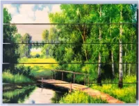 Картина "Мост в лесу" 30*40 см на дереве Б023, ПЭМ картина "мост в лесу" 30*40 см на дереве б023, пэм