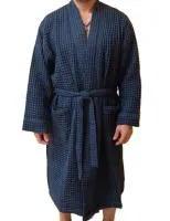 Халат AnoleHome мужской вафельный р.52-54, синий халат anolehome мужской вафельный р.52-54, синий