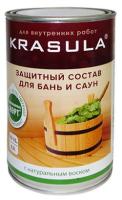 состав krasula защитный для бань и саун. для вн./работ, в/дисп, б/цв, с натур. воском, 0,95л, норт